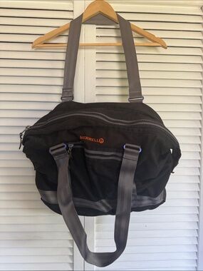 Merrell Black and Gray Travel Duffel with Orange Logo